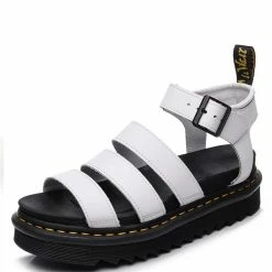 Nuheel Ladies Sandals Blaire Martin Sandals Buckle Open Toe Beach Shoes Platform Leather Fish Mouth Platform Sandals Roman Style Slippers & Sandals