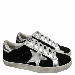 Nuheel® Woman Sequins Star Design Casual Lace-Up Distressed White Sneakers