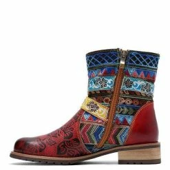 Nuheel® Nuheel Ethnic Ankle Boots For Women Bohemian Round Toe Ankle Booties Side Zipper Ankle & Bootie