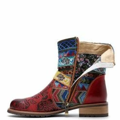 Nuheel® Nuheel Ethnic Ankle Boots For Women Bohemian Round Toe Ankle Booties Side Zipper Ankle & Bootie
