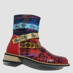 Nuheel® Nuheel Ethnic Ankle Boots For Women Bohemian Round Toe Ankle Booties Side Zipper Ankle & Bootie
