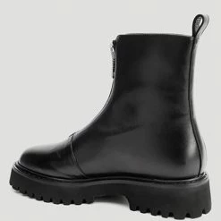 Nuheel® Nuheel Leather Locomotive Front Zipper Combat Boots Women Booties 11 Ankle & Bootie