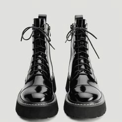 Nuheel® Ankle & Bootie Nuheel Leather Platform Boots Combat Boots Women Martin Boots