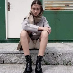 Nuheel® Ankle & Bootie Nuheel Leather Platform Boots Combat Boots Women Martin Boots