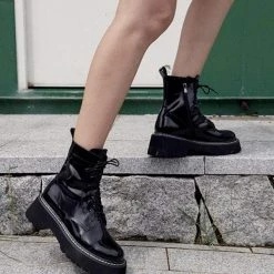 Nuheel® Ankle & Bootie Nuheel Leather Platform Boots Combat Boots Women Martin Boots