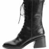 Nuheel® Nuheel Leather Thick-Heeled Martin Boots Combat Boots Women Gray 11