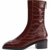 Nuheel® Ankle & Bootie Nuheel Leather Vintage Crocodile Pattern Booties For Women Brown 11