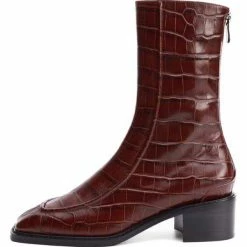 Nuheel® Ankle & Bootie Nuheel Leather Vintage Crocodile Pattern Booties For Women Brown 11