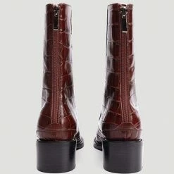 Nuheel® Ankle & Bootie Nuheel Leather Vintage Crocodile Pattern Booties For Women Brown 11