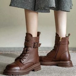 Nuheel® Ankle & Bootie Nuheel Martin Boots For Women Straps Chelsea Short Boots Low Heel Low-heel Platform Boots