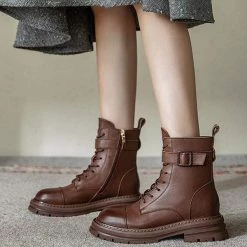 Nuheel® Ankle & Bootie Nuheel Martin Boots For Women Straps Chelsea Short Boots Low Heel Low-heel Platform Boots