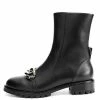 Nuheel® Nuheel Round Toe Metal Chain Punk Mid-Tube Platform Fashion Boots Black