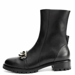 Nuheel® Nuheel Round Toe Metal Chain Punk Mid-Tube Platform Fashion Boots Black