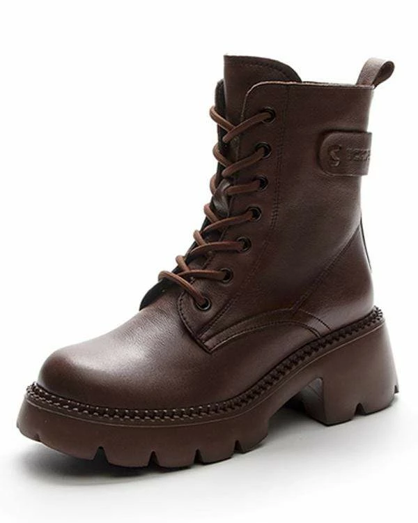 Nuheel® Nuheel Womens Brown Cowhide Martin Boots Platform Martin Boots Lace-up Booties Ankle & Bootie 3 Nuheel® Nuheel Womens Brown Cowhide Martin Boots Platform Martin Boots Lace-up Booties Ankle & Bootie