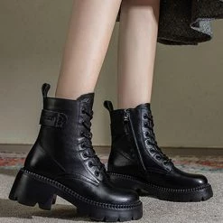 Nuheel® Nuheel Womens Brown Cowhide Martin Boots Platform Martin Boots Lace-up Booties Ankle & Bootie 17 Nuheel® Nuheel Womens Brown Cowhide Martin Boots Platform Martin Boots Lace-up Booties Ankle & Bootie