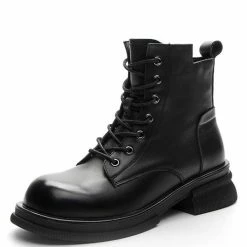 Nuheel® Nuheel Womens Martin Boots Leather Straps Boots Low-heel Platform Boots