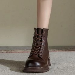 Nuheel® Nuheel Womens Martin Boots Leather Straps Boots Low-heel Platform Boots