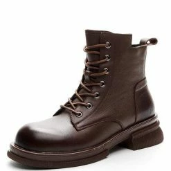 Nuheel® Nuheel Womens Martin Boots Leather Straps Boots Low-heel Platform Boots