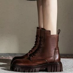 Nuheel® Nuheel Womens Martin Boots Short Leather Boots Short Heel Platform Boots