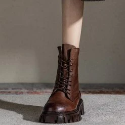 Nuheel® Nuheel Womens Martin Boots Short Leather Boots Short Heel Platform Boots