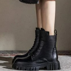 Nuheel® Nuheel Womens Martin Boots Short Leather Boots Short Heel Platform Boots