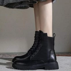 Nuheel® Ankle & Bootie Nuheel Womens Martin Boots Winter Ankle Boots Side Zipper Low-heel Platform Boots