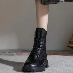 Nuheel® Ankle & Bootie Nuheel Womens Martin Boots Winter Ankle Boots Side Zipper Low-heel Platform Boots