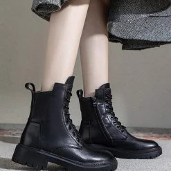 Nuheel® Ankle & Bootie Nuheel Womens Martin Boots Winter Ankle Boots Side Zipper Low-heel Platform Boots