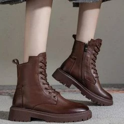 Nuheel® Ankle & Bootie Nuheel Womens Martin Boots Winter Ankle Boots Side Zipper Low-heel Platform Boots