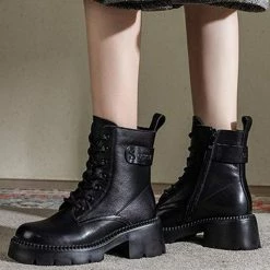 Nuheel® Nuheel Womens Brown Cowhide Martin Boots Platform Martin Boots Lace-up Booties Ankle & Bootie 16 Nuheel® Nuheel Womens Brown Cowhide Martin Boots Platform Martin Boots Lace-up Booties Ankle & Bootie