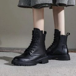 Nuheel® Ankle & Bootie Nuheel Womens Martin Boots Winter Ankle Boots Side Zipper Low-heel Platform Boots