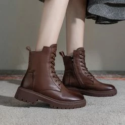 Nuheel® Ankle & Bootie Nuheel Womens Martin Boots Winter Ankle Boots Side Zipper Low-heel Platform Boots