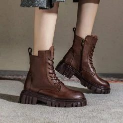 Nuheel® Nuheel Womens Martin Boots Short Leather Boots Short Heel Platform Boots