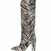 Nuheel® Nuheel Knee High Boots For Women Chunky Heel High Boots Zebra Pattern Pointed Toe