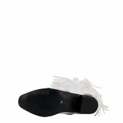 Nuheel® NUHEEL White Cowgirl Boots For Women White Crocodile Pattern Tassel Boots