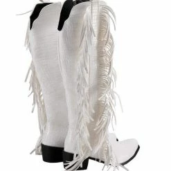 Nuheel® NUHEEL White Cowgirl Boots For Women White Crocodile Pattern Tassel Boots