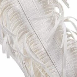 Nuheel® NUHEEL White Cowgirl Boots For Women White Crocodile Pattern Tassel Boots