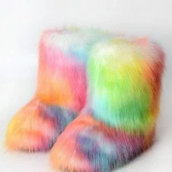 Nuheel® Nuheel Snow Boots Women Mid Calf Boots Fluffy And Warm Fox Fur Booties