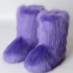 Nuheel® Nuheel Snow Boots Women Mid Calf Boots Fluffy And Warm Fox Fur Booties