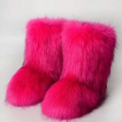 Nuheel® Nuheel Snow Boots Women Mid Calf Boots Fluffy And Warm Fox Fur Booties