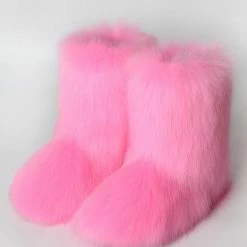 Nuheel® Nuheel Snow Boots Women Mid Calf Boots Fluffy And Warm Fox Fur Booties