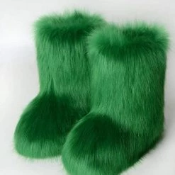 Nuheel® Nuheel Snow Boots Women Mid Calf Boots Fluffy And Warm Fox Fur Booties