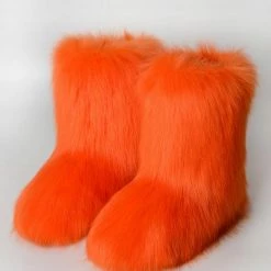 Nuheel® Nuheel Snow Boots Women Mid Calf Boots Fluffy And Warm Fox Fur Booties