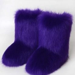 Nuheel® Nuheel Snow Boots Women Mid Calf Boots Fluffy And Warm Fox Fur Booties