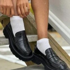 Nuheel® Nuheel Leather Crocodile Pattern Platform Loafers For Women Unisex Designer Shoes