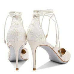 Nuheel® Nuheel Lace Mesh Bridal Shoes Stiletto Wedding Shoes For Bride Strappy Heels Nude Heels