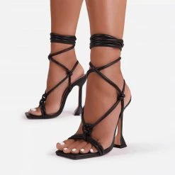 Nuheel Fashion Sandals For Women High Heels, Strappy Heels,black Heels