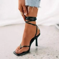Nuheel® Nuheel Women's Lace Up Stiletto High Heeled Sandals Strappy Dress Party Shoes Woman