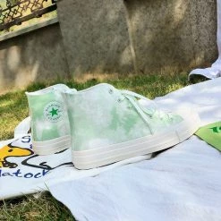 Nuheel® Nuheel Women High Top Canvas Sneakers Lace Up Graffiti Gradient Casual Flat Walking Shoes