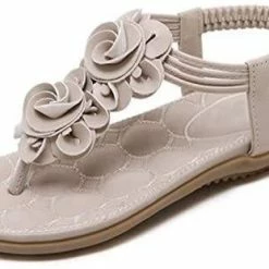 Nuheel Woman Womens Flat Casual Sandals Anti-Slip Rubber Sole Floral Pattern Skin Friendly Slipper